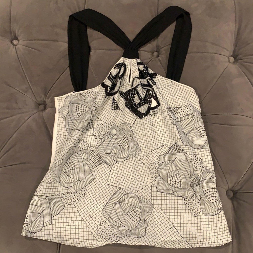 Tahari Cocktail Style Holiday Top with Beading & Sequins